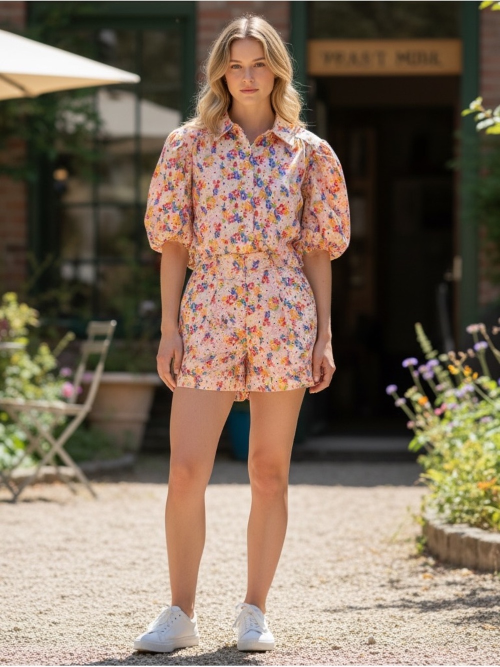 Something Navy Floral Matching Two-Piece Set NWT Colorful Statement Set